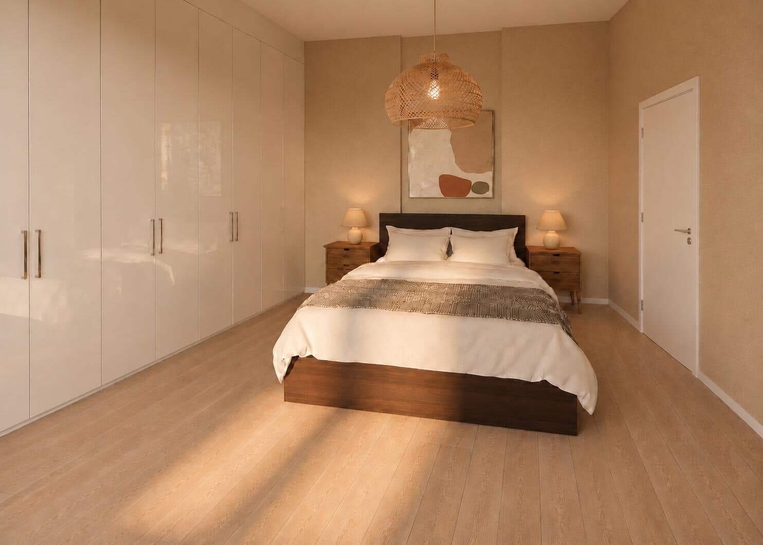 Slaapkamer 1 van de onderste duplex, op de eerste verdieping